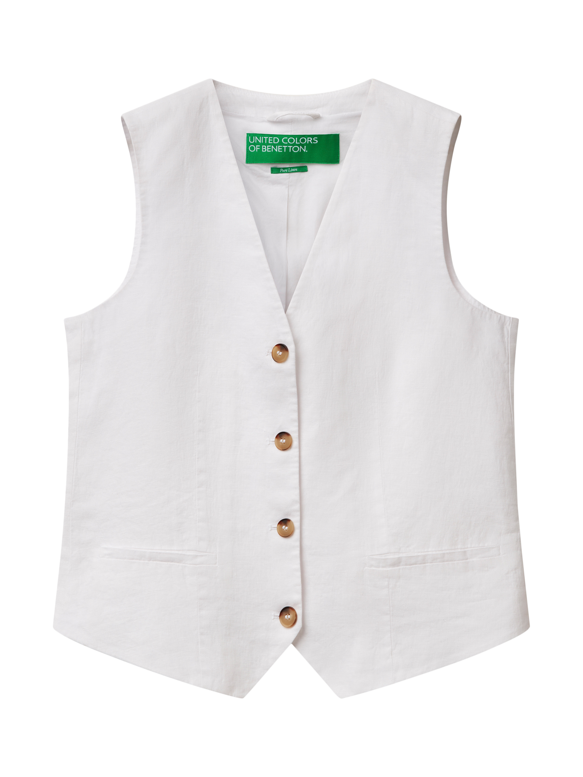 Product image 4 of 5, which shows Benetton Linen Waistcoat, White, 8