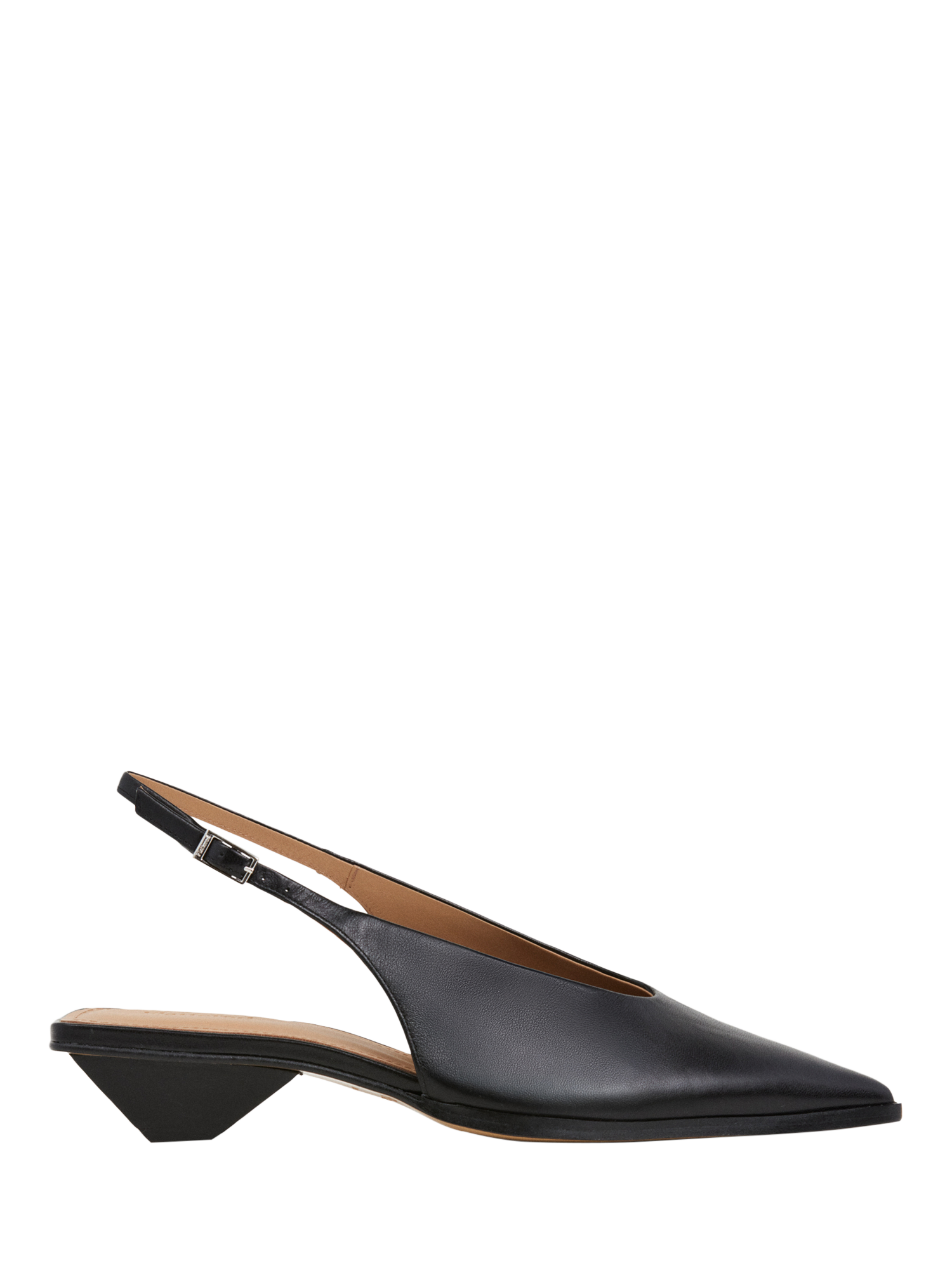 Product image 1 of 5, which shows Flattered Avalon Slingback Leather Court Shoes, Black, 4