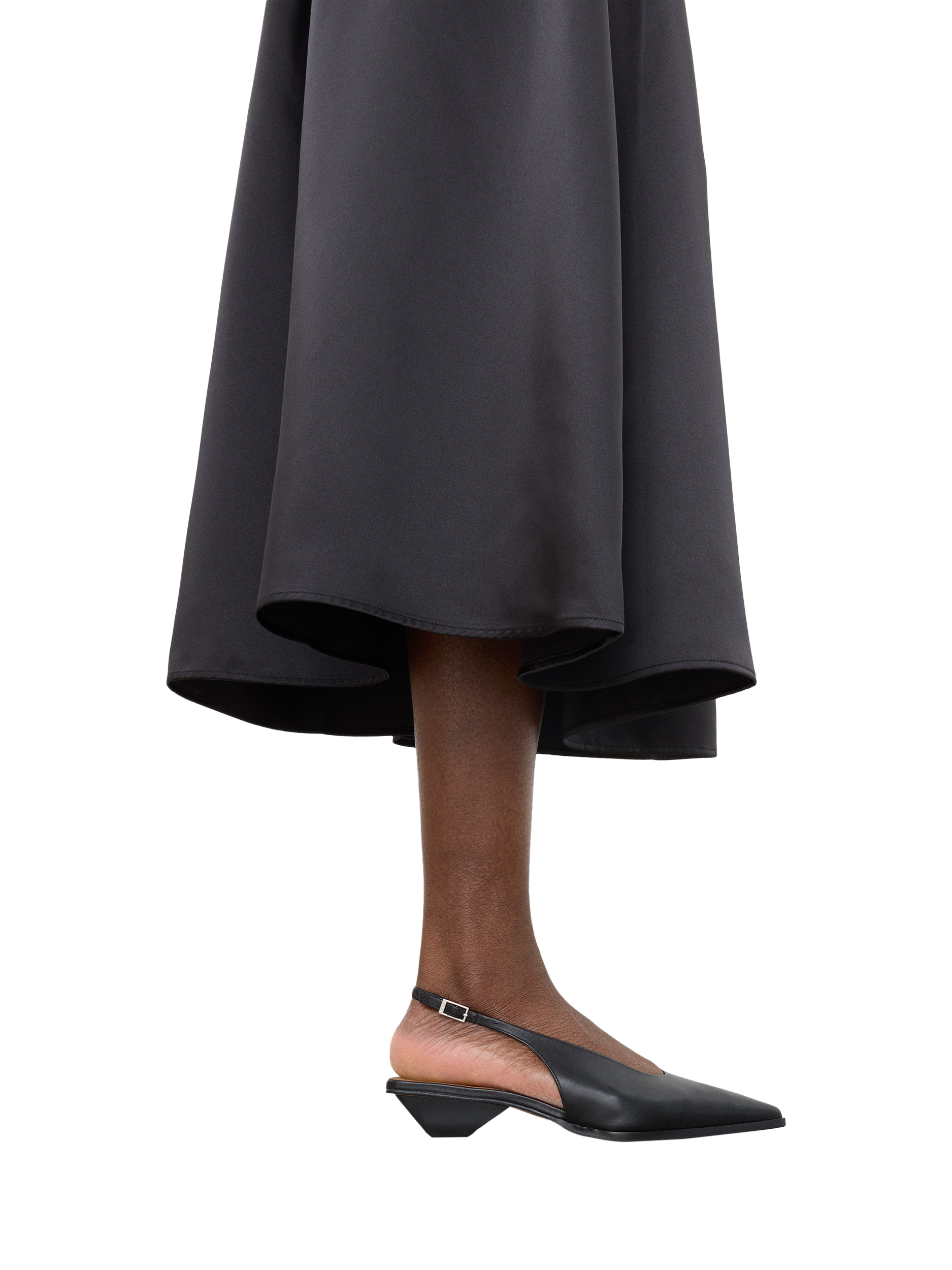 Product image 2 of 5, which shows Flattered Avalon Slingback Leather Court Shoes, Black, 4