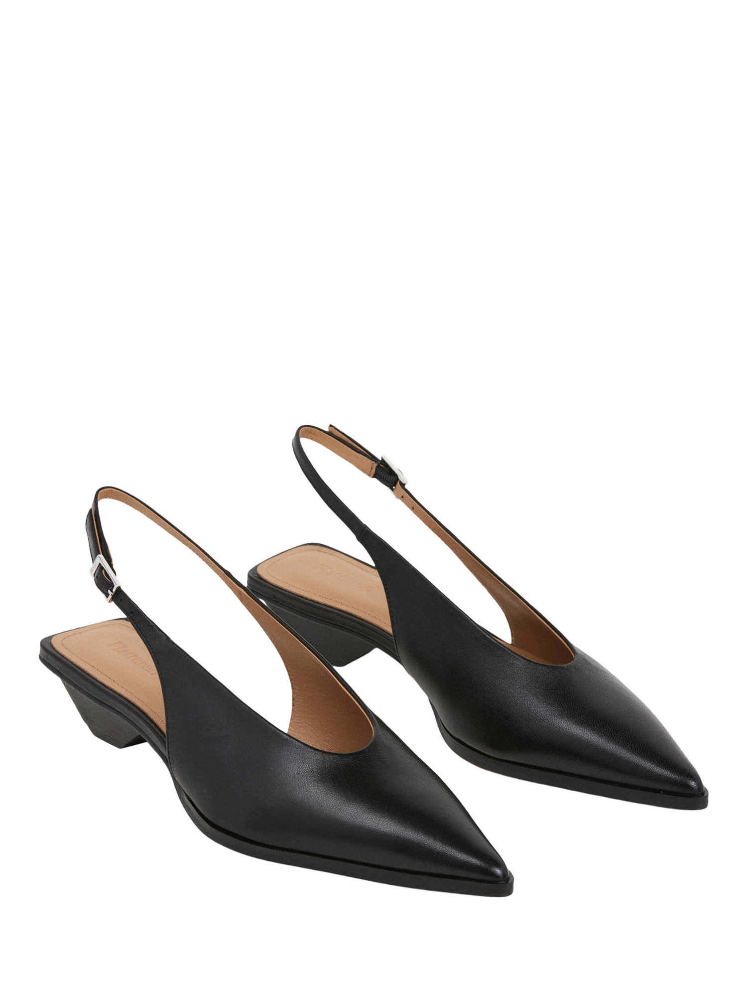 Product image 3 of 5, which shows Flattered Avalon Slingback Leather Court Shoes, Black, 4