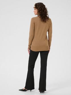 KAFFE Astrid Fine Knit Roll Neck Jumper, Mid Brown - view 2, Mid Brown