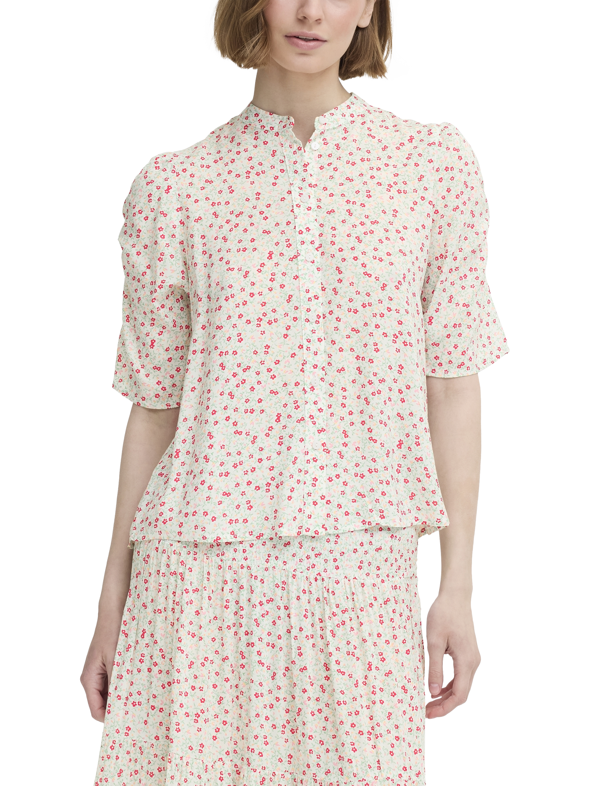 Product image 1 of 7, which shows ICHI Vera Floral Shirt, Pink/Multi, 8