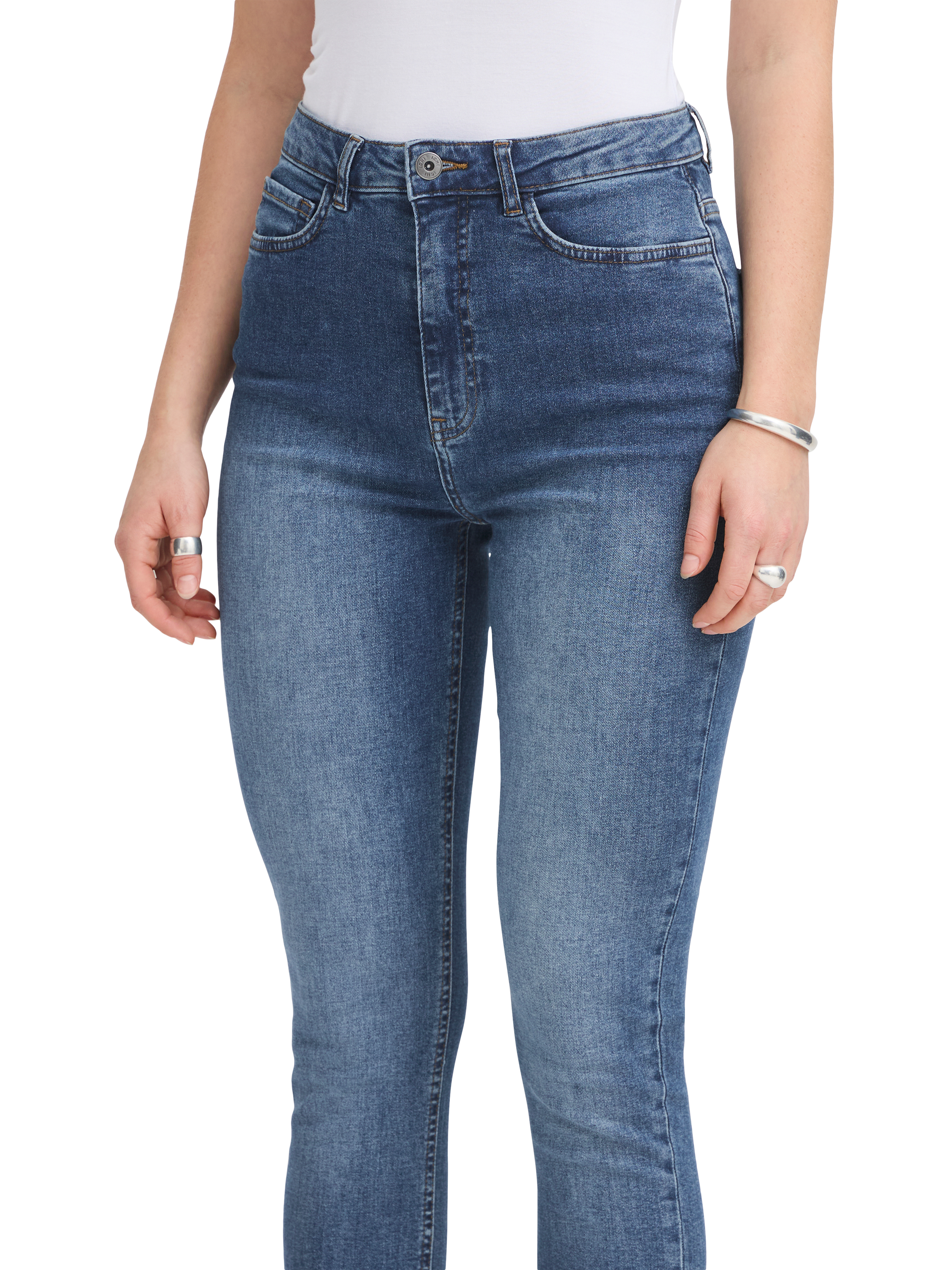 Product image 4 of 7, which shows ICHI Twiggy High Waist Slim Fit Jeans, Medium Blue, 34R