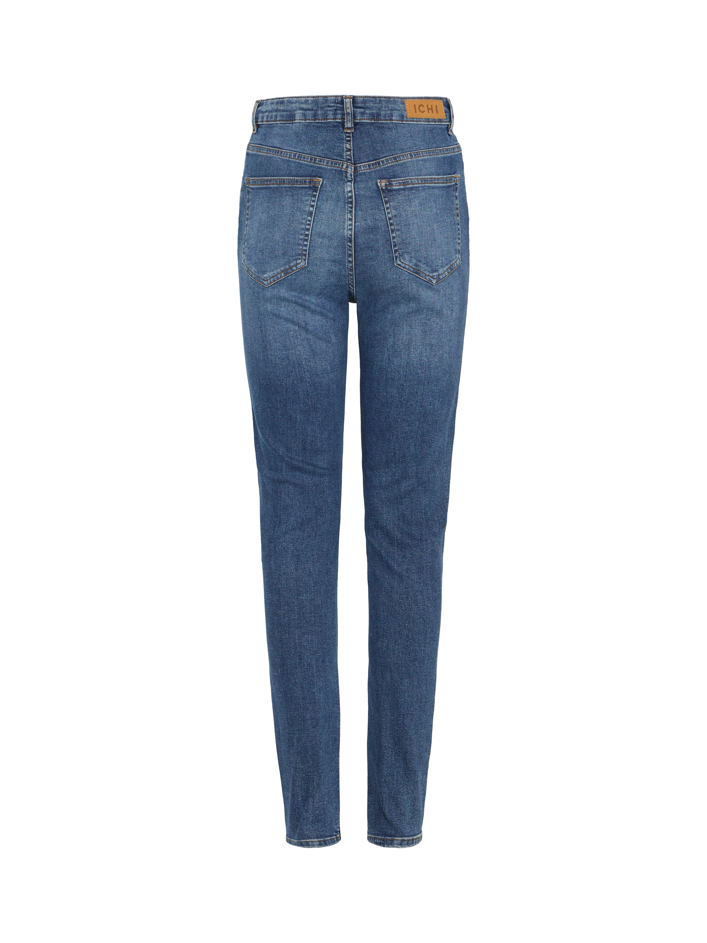 Product image 6 of 7, which shows ICHI Twiggy High Waist Slim Fit Jeans, Medium Blue, 34R