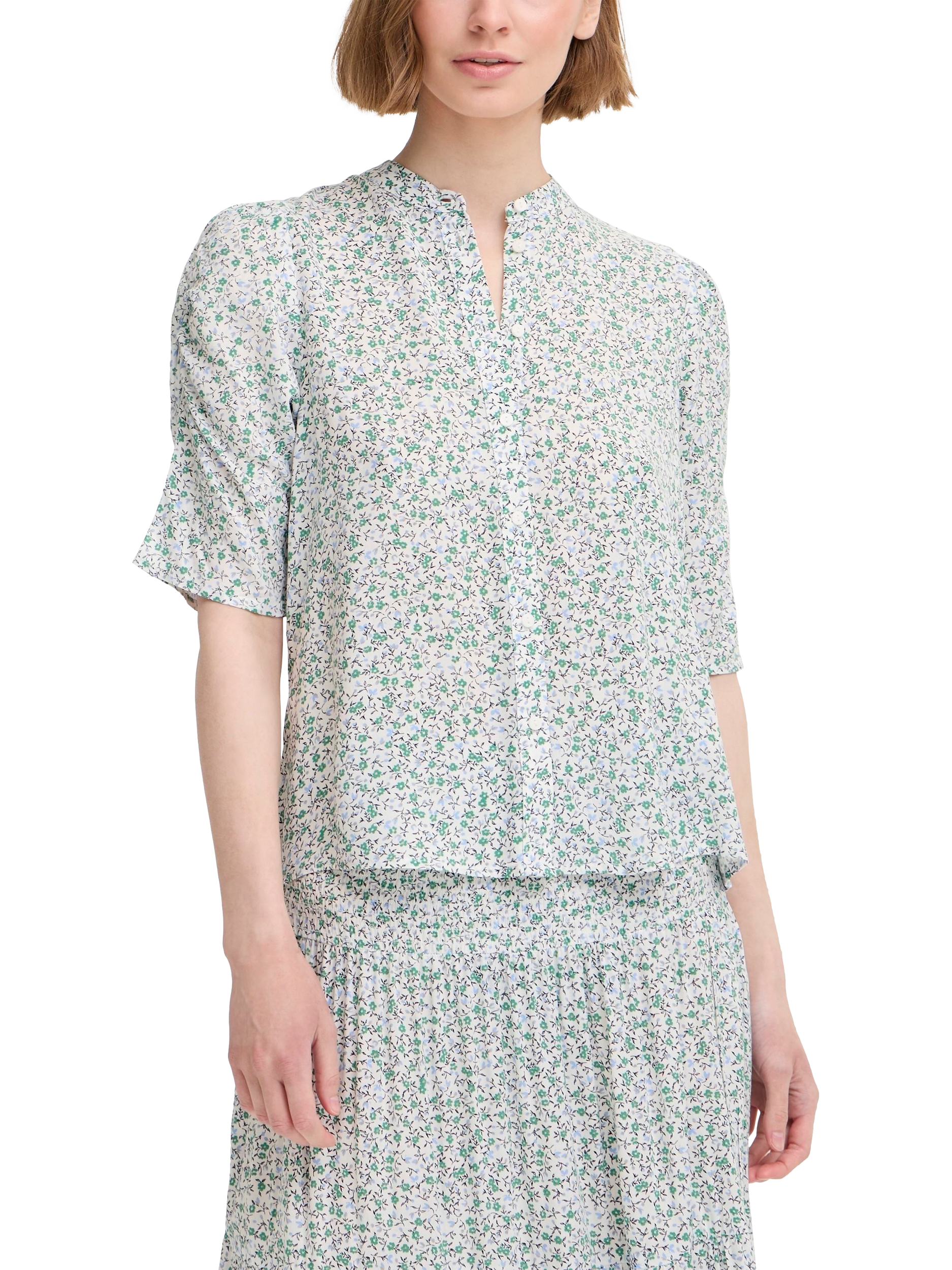 Product image 1 of 7, which shows ICHI Vera Floral Shirt, Green/Multi, 10