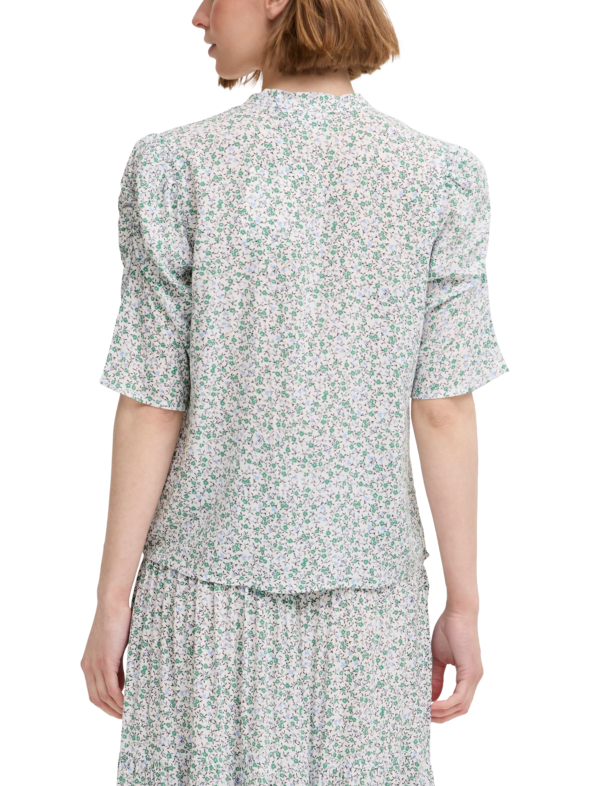Product image 2 of 7, which shows ICHI Vera Floral Shirt, Green/Multi, 10