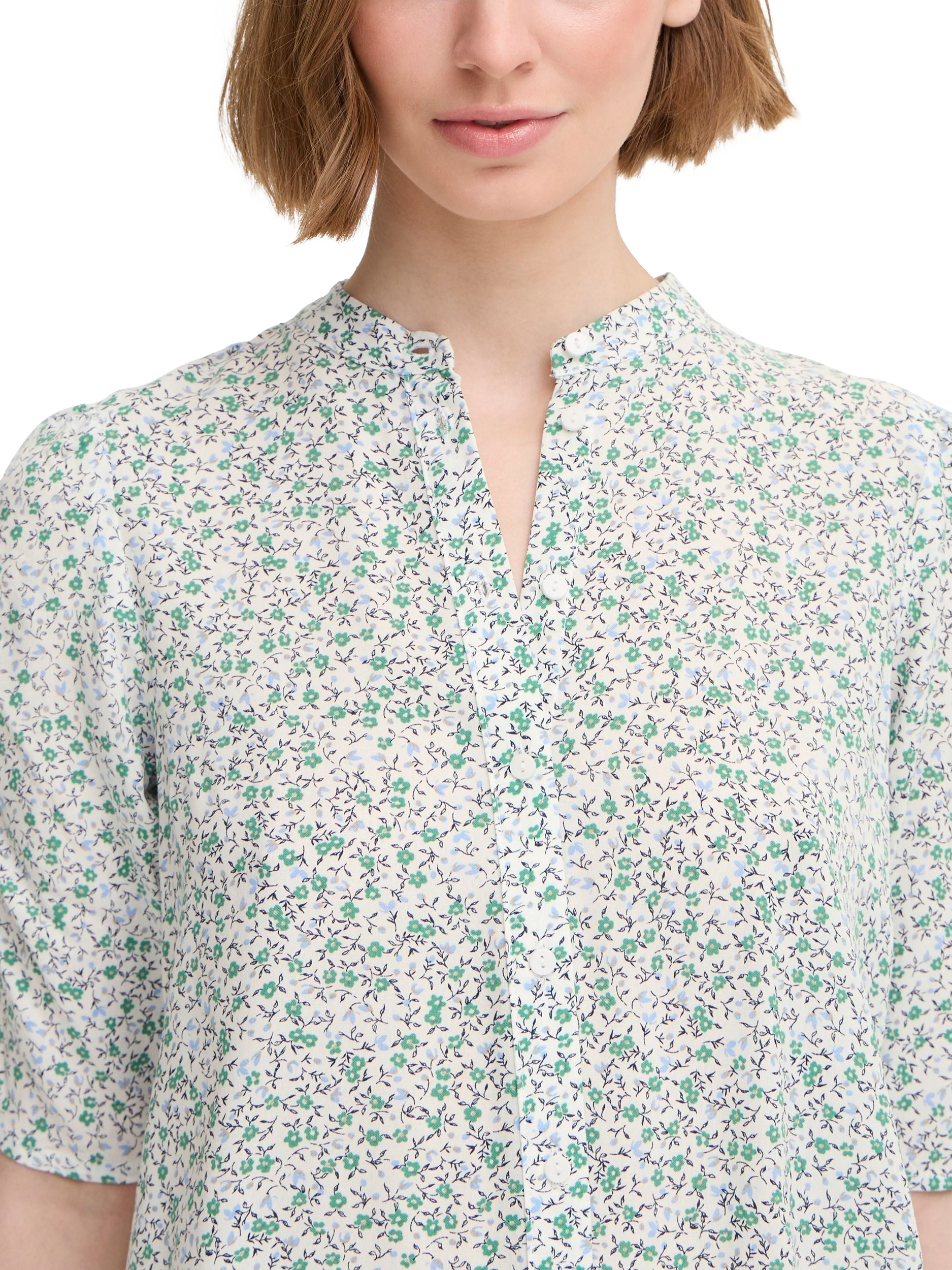 Product image 4 of 7, which shows ICHI Vera Floral Shirt, Green/Multi, 10