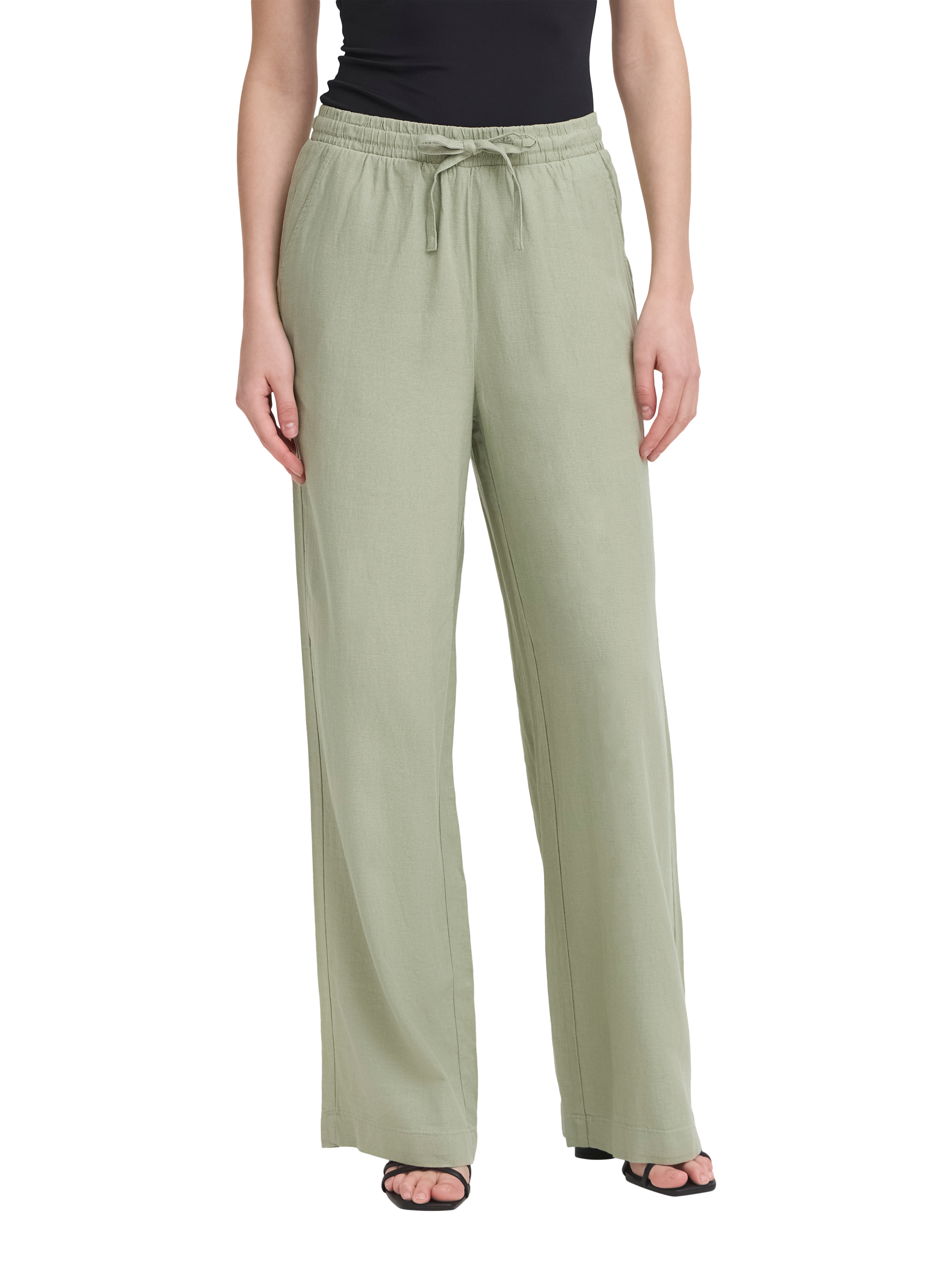 Product image 1 of 7, which shows ICHI Linno Linen Rich Trousers, Tea, 8