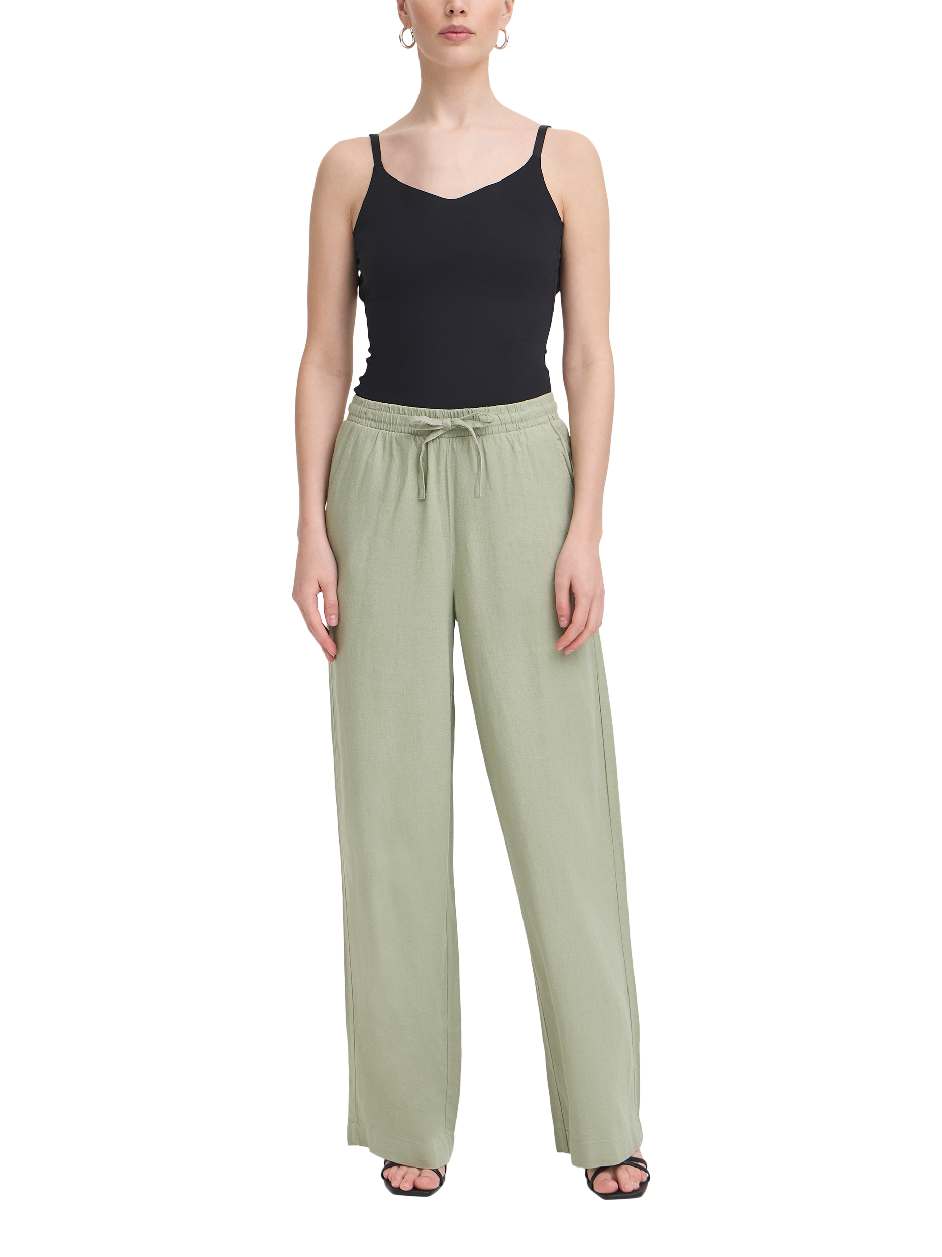 Product image 3 of 7, which shows ICHI Linno Linen Rich Trousers, Tea, 8