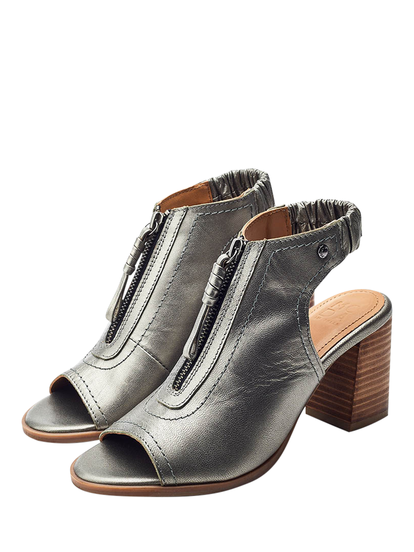 Product image 2 of 4, which shows Moda in Pelle Marmie Leather Sandals, Pewter, 3