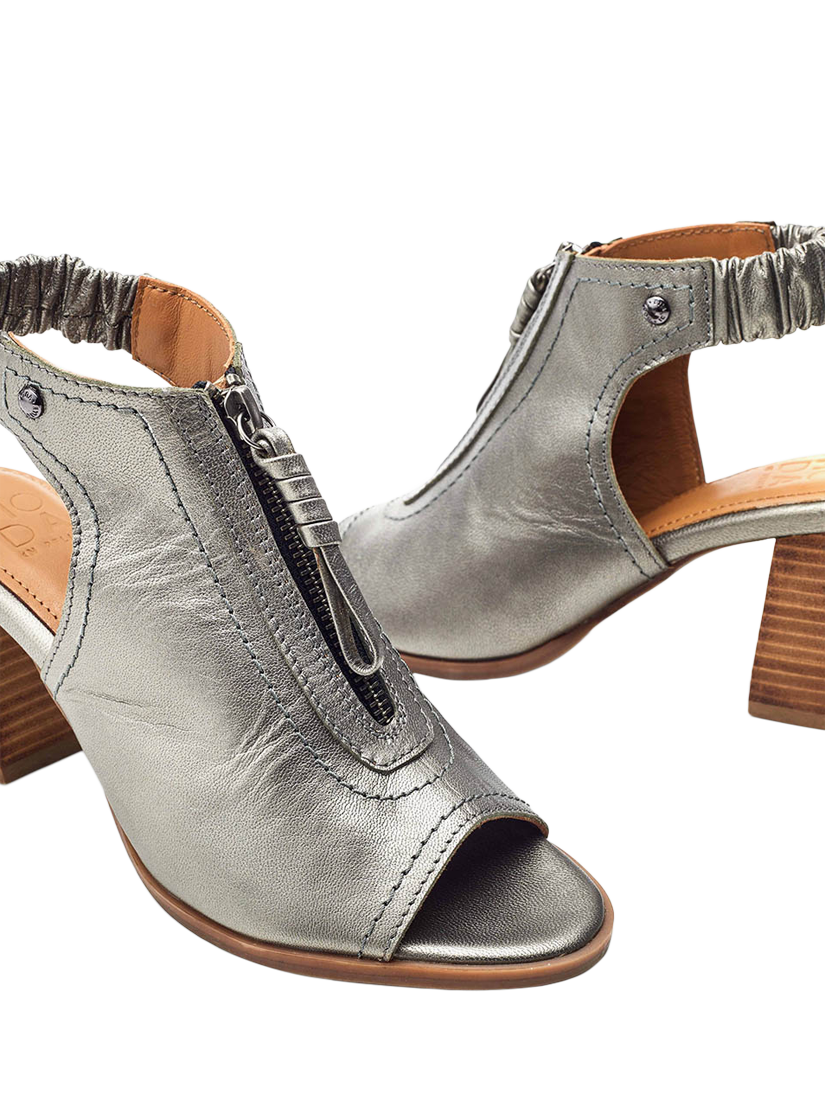 Product image 4 of 4, which shows Moda in Pelle Marmie Leather Sandals, Pewter, 3
