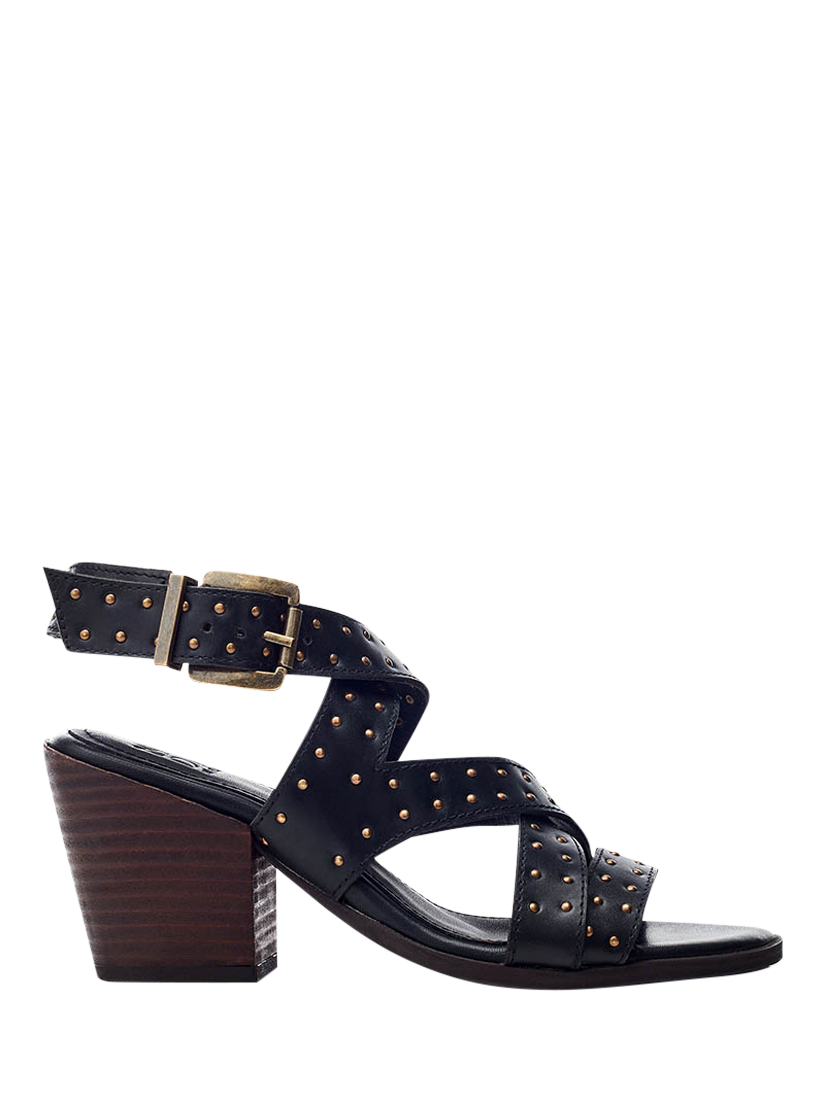 Product image 1 of 4, which shows Moda in Pelle Mayley Leather Studded Open Toe Sandals, Black, 3