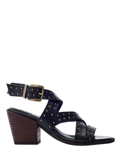 Moda in Pelle Mayley Leather Studded Open Toe Sandals, Black, Black