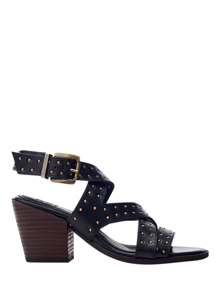 Moda in Pelle Mayley Leather Studded Open Toe Sandals, Black, Black