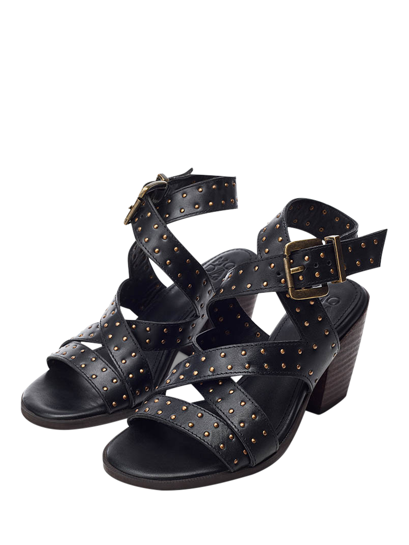 Product image 2 of 4, which shows Moda in Pelle Mayley Leather Studded Open Toe Sandals, Black, 3