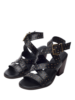 Moda in Pelle Mayley Leather Studded Open Toe Sandals, Black - view 2, Black