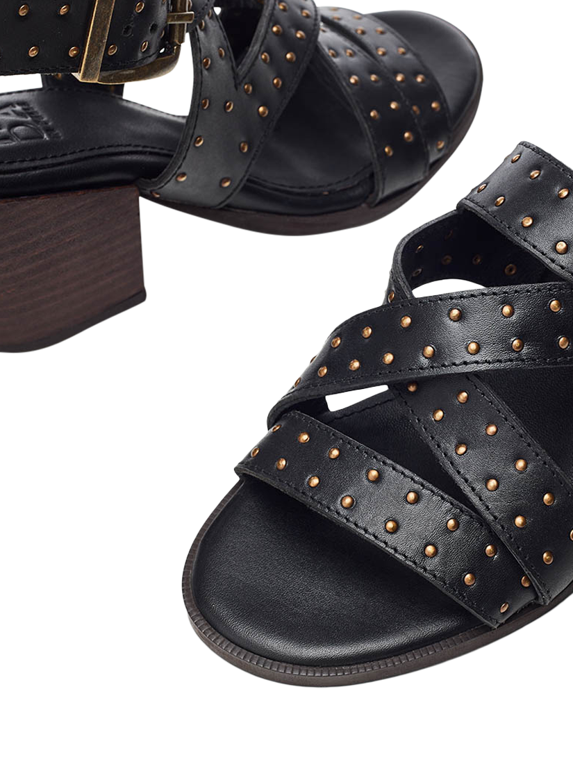 Product image 4 of 4, which shows Moda in Pelle Mayley Leather Studded Open Toe Sandals, Black, 3