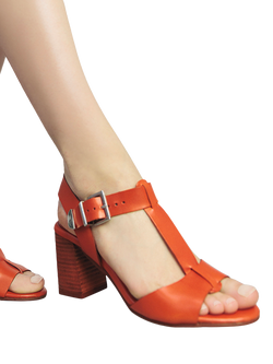 Moda in Pelle Molliey Leather Sandals, Orange - view 2, Orange