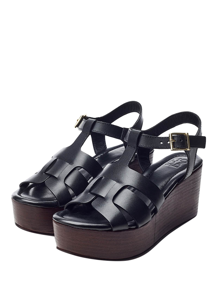 Product image 2 of 4, which shows Moda in Pelle Quizette Leather Sandals, Black, 3