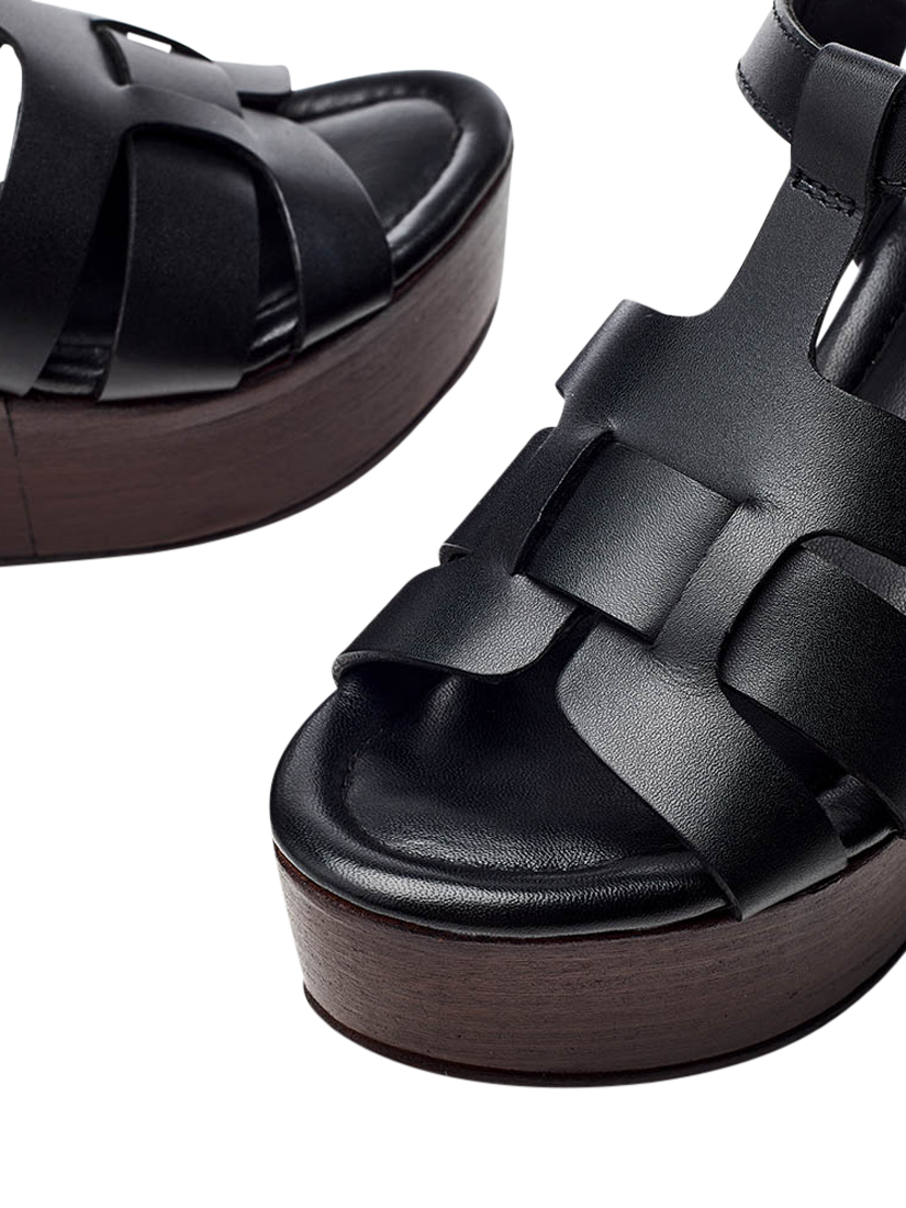 Product image 4 of 4, which shows Moda in Pelle Quizette Leather Sandals, Black, 3