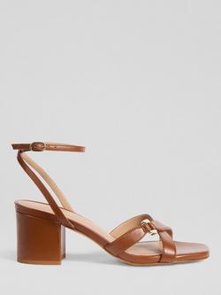 L.K.Bennett Ena Leather Block Heel Formal Sandals, Tan, Tan
