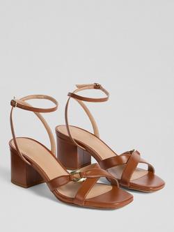 L.K.Bennett Ena Leather Block Heel Formal Sandals, Tan - view 2, Tan