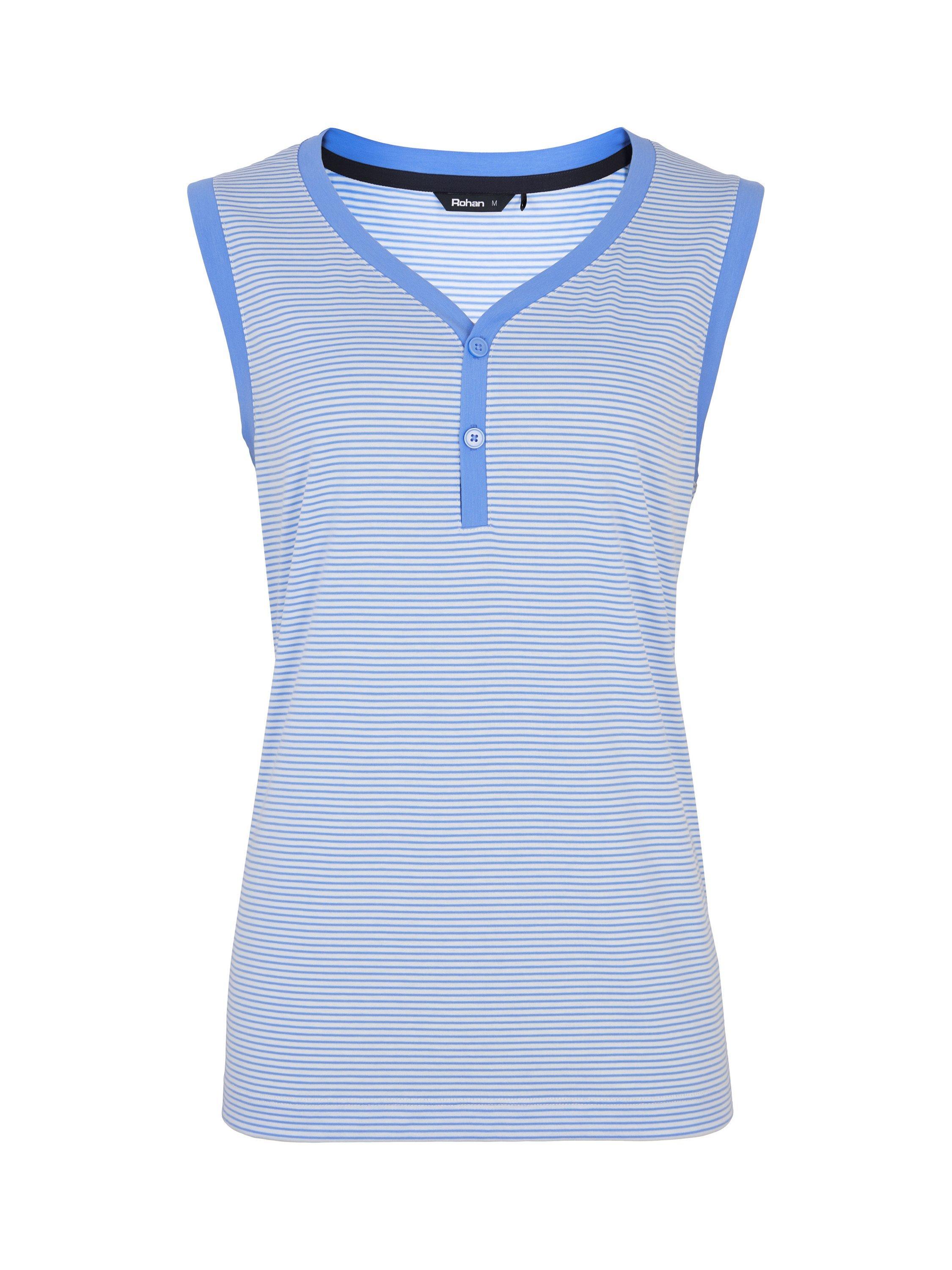 Product image 3 of 6, which shows Rohan Seashore Button Neck Striped Vest, Sorrento Blue, XS