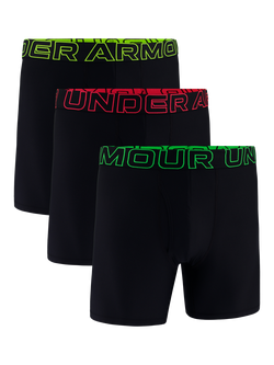 Under Armour Performance Tech Neon Waistband Boxers, Pack of 3, Black, Black