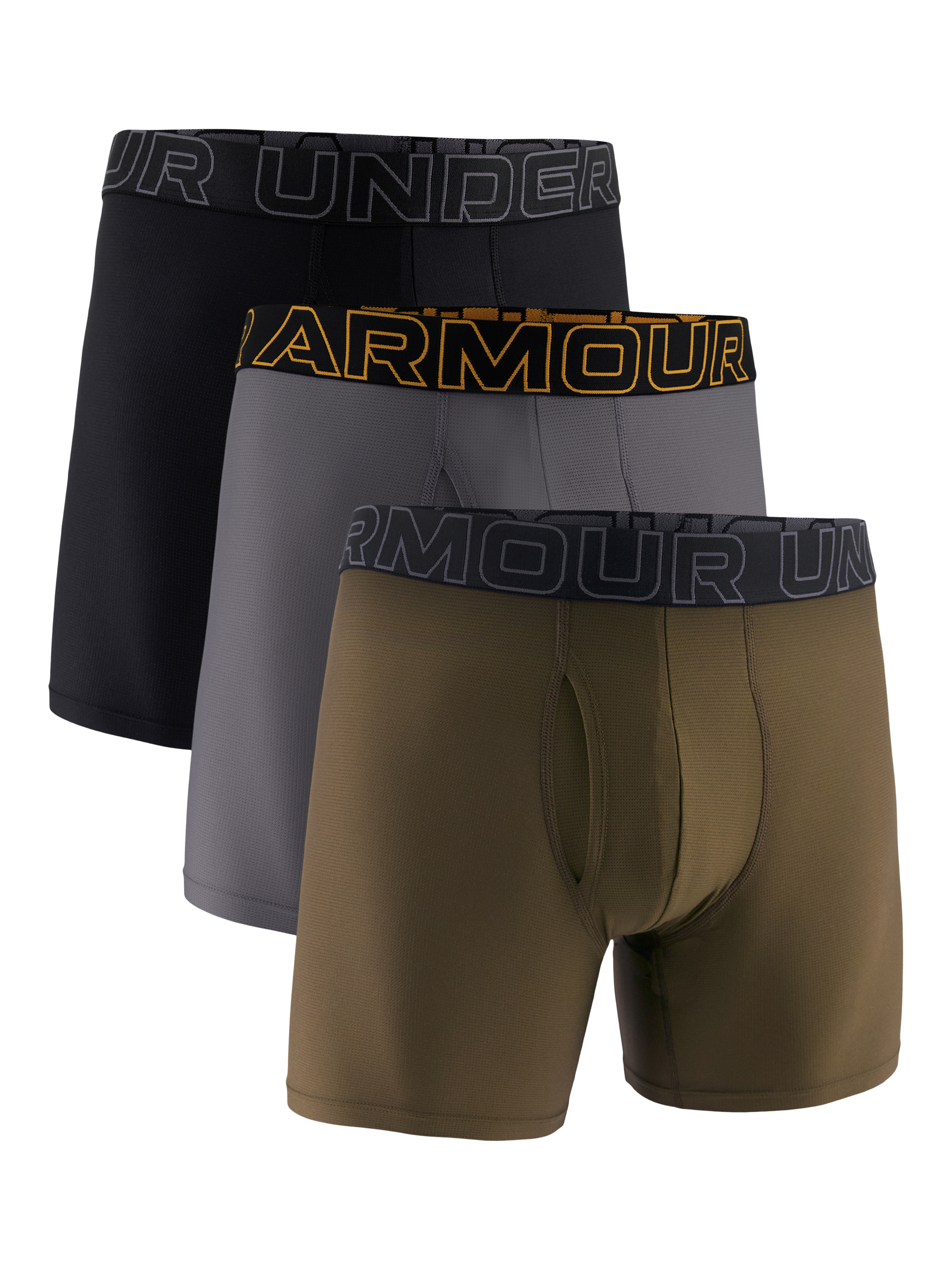 Under Armour Tech Trunks, Pack of 3, Green Olive
