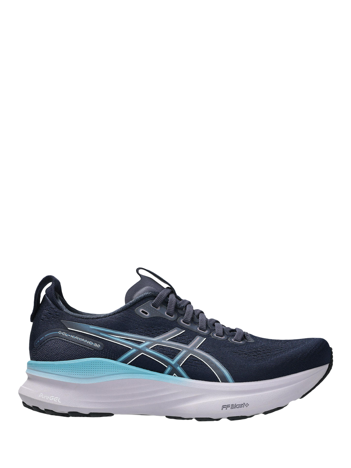 Product image 1 of 7, which shows ASICS Women's GEL-KAYANO 32 Running Shoes, Midnight/ Water, 4