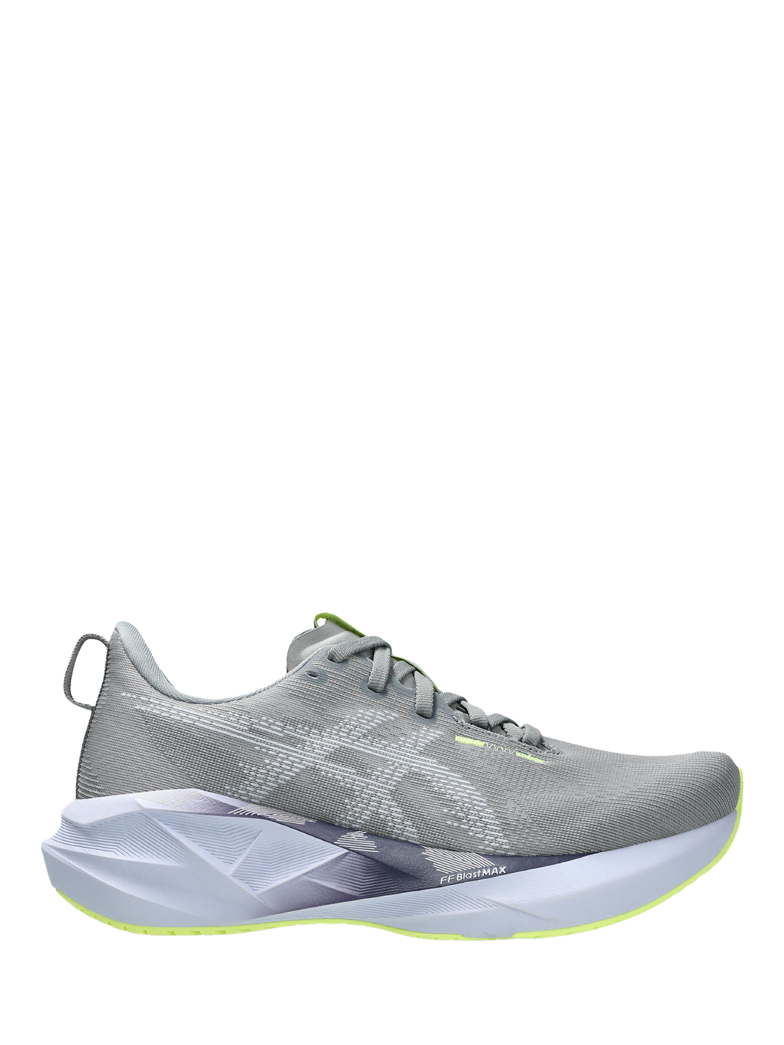 Product image 1 of 7, which shows ASICS Women's NOVABLAST 5 Running Shoes, Gravel/Blue, 4