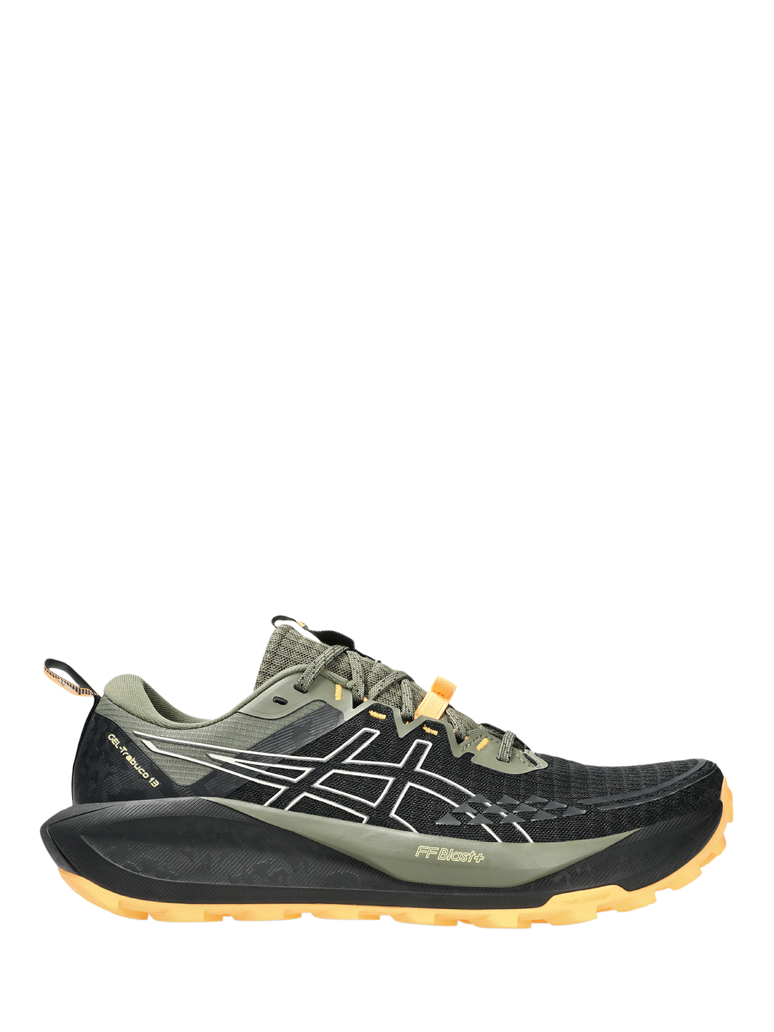 Product image 1 of 7, which shows ASICS Men's GEL-TRABUCO 13 Trail Running Shoes, Black/Cream, 7