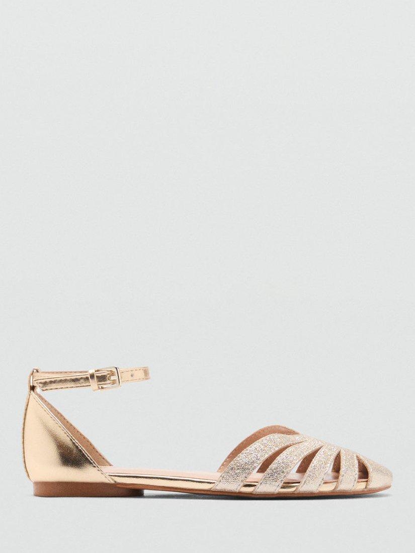 Mango Kids' Noemi Metallic Sandals, Gold