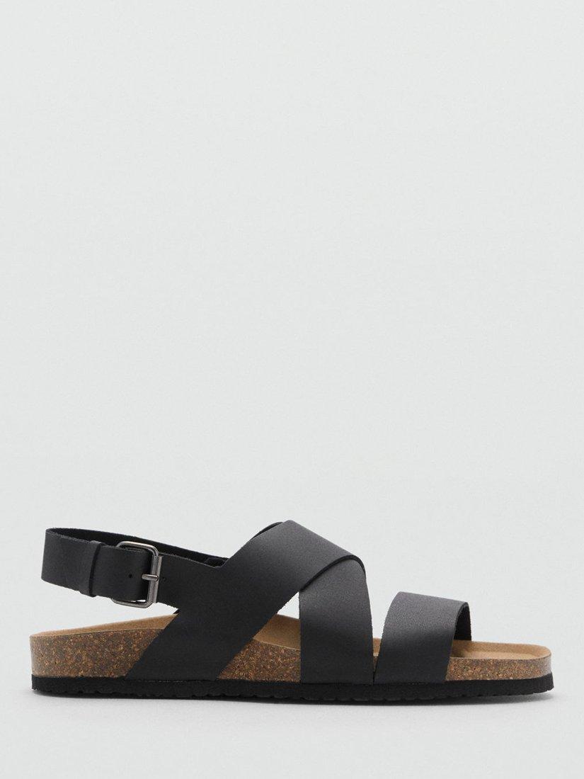 Mango Romanabi Leather Slingback Sandals, Black