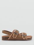 Mango Kids' Asia Embroidered Sandals, Medium Brown