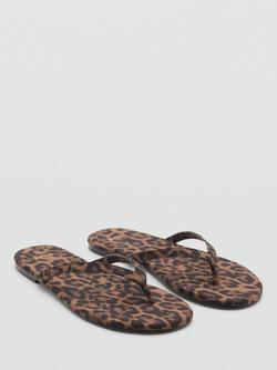 Mango Leopard Print Flip Flops - view 2, Multi