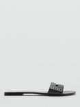 Mango Drea Leather Slider Sandals, Black