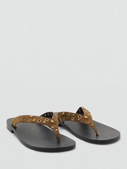 Mango Suede Flip Flops - view 2, Beige