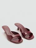Mango Lidia Kitten Heel Sandals, Burgundy