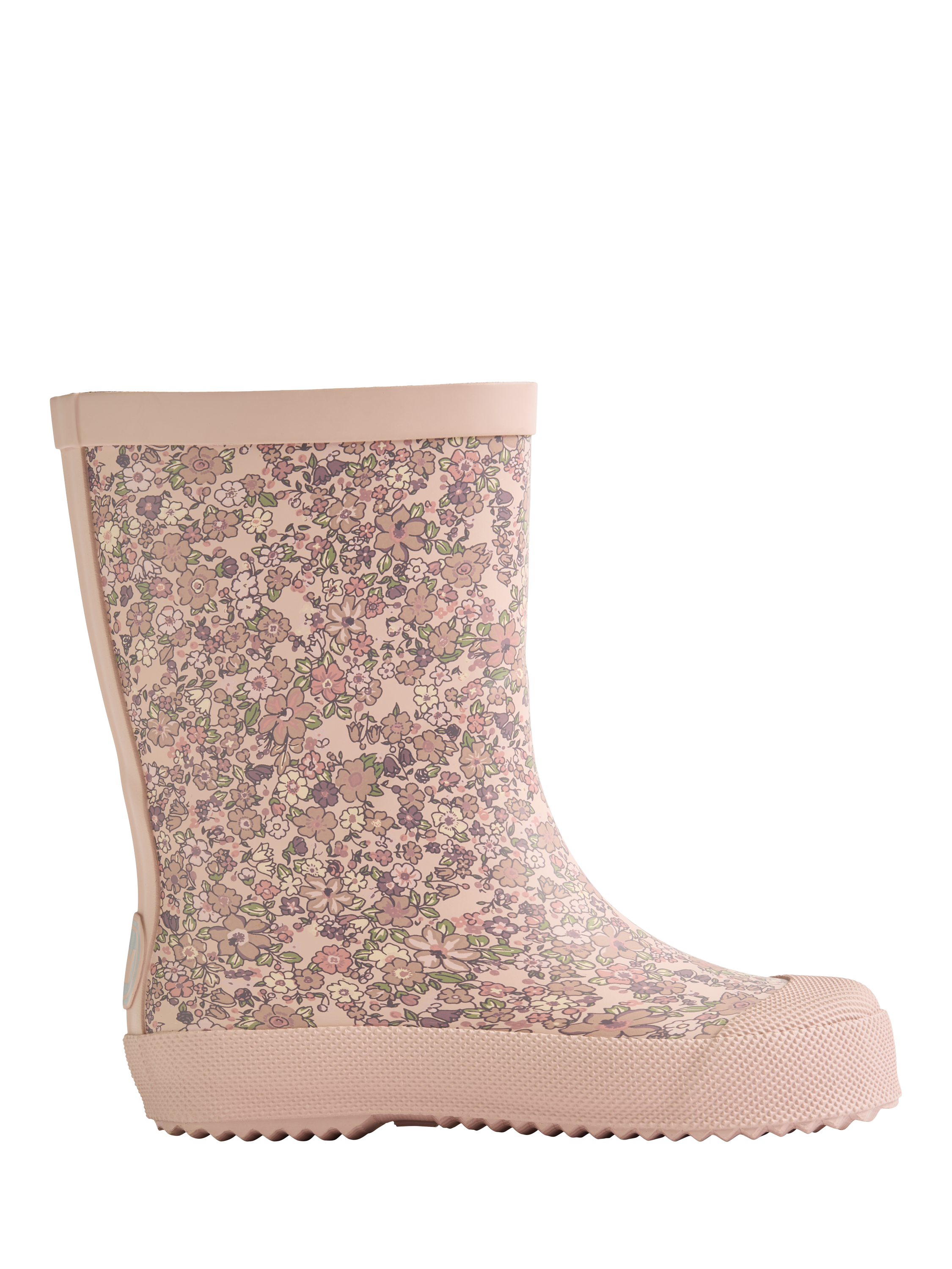 Product image 1 of 2, which shows WHEAT Kids' Rubber Muddy Floral Wellington Boots, Pink Mid, EU22