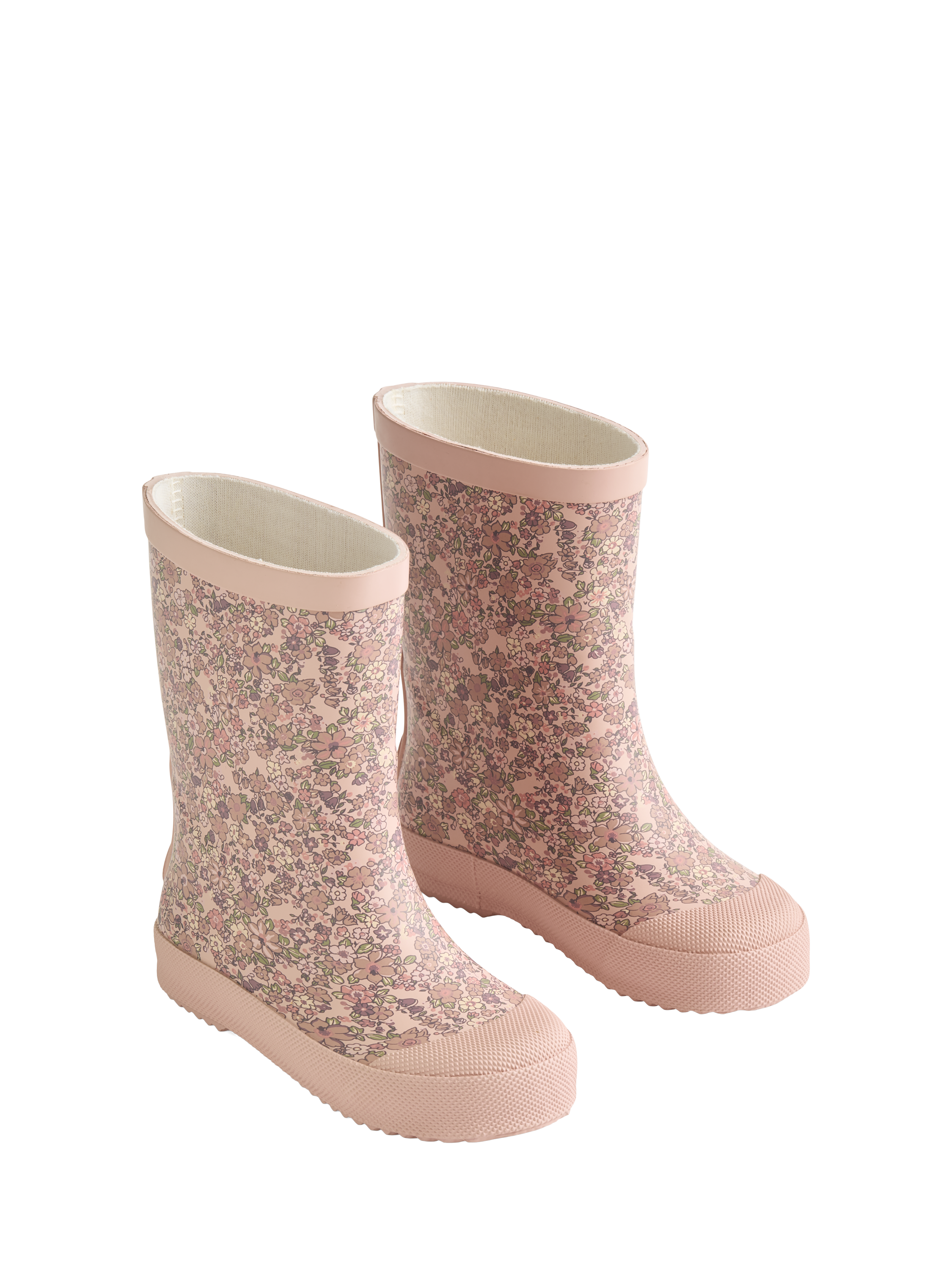 Product image 2 of 2, which shows WHEAT Kids' Rubber Muddy Floral Wellington Boots, Pink Mid, EU22