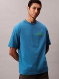 Calvin Klein Cotton Regular Fit Short Sleeve Logo T-Shirt, Bluesteel