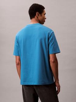 Calvin Klein Cotton Regular Fit Short Sleeve Logo T-Shirt, Bluesteel - view 2, Bluesteel