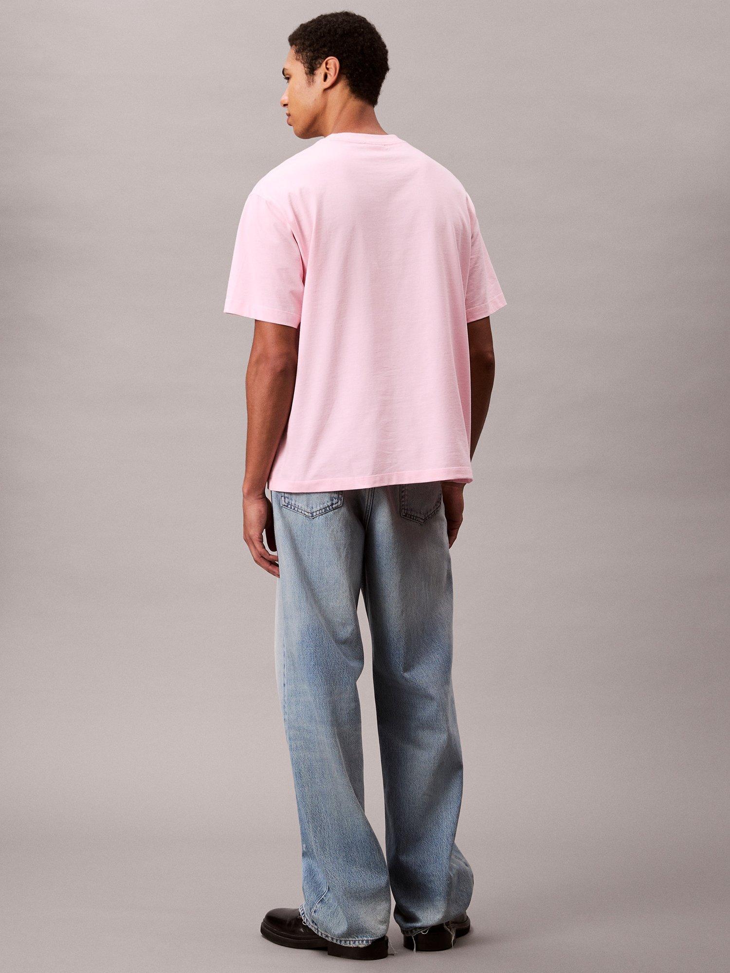 Product image 2 of 5, which shows Calvin Klein Cotton Regular Fit Short Sleeve Logo T-Shirt, Rose Shadow, XS