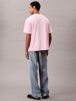 Calvin Klein Cotton Regular Fit Short Sleeve Logo T-Shirt, Bluesteel - view 2, Rose Shadow