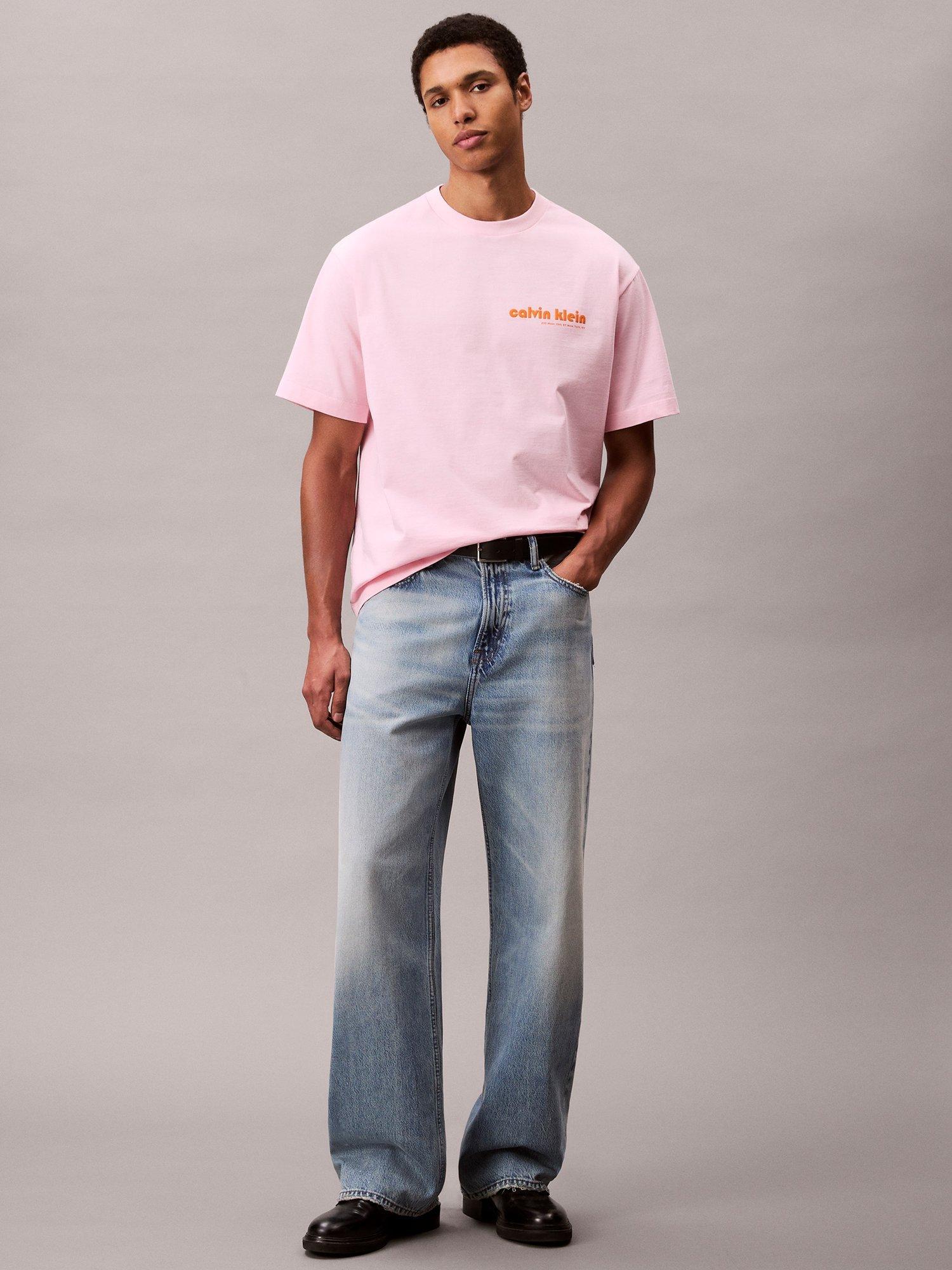 Product image 3 of 5, which shows Calvin Klein Cotton Regular Fit Short Sleeve Logo T-Shirt, Rose Shadow, XS