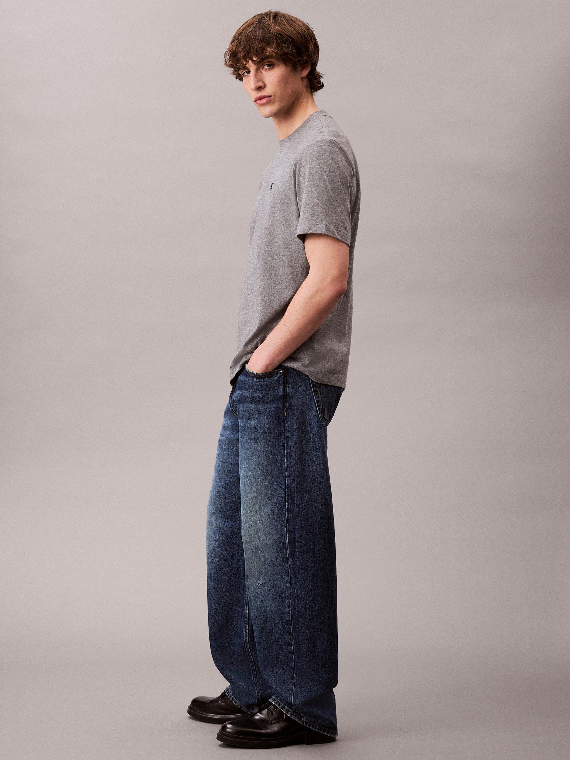 Product image 4 of 5, which shows Calvin Klein Cotton Reg Fit S/S Monogram T, Medium Grey Heather, L