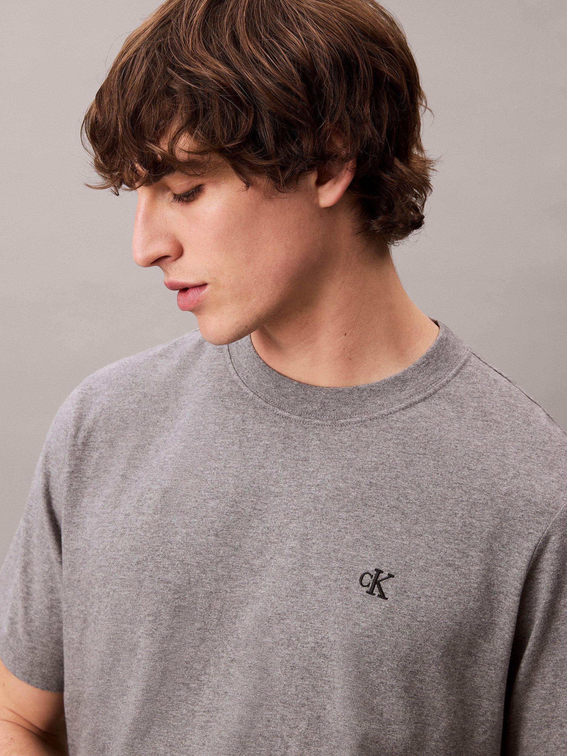 Product image 5 of 5, which shows Calvin Klein Cotton Reg Fit S/S Monogram T, Medium Grey Heather, L