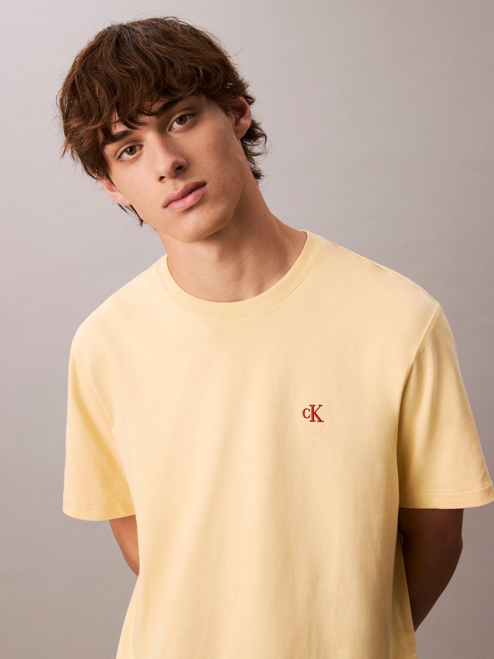 Product image 4 of 4, which shows Calvin Klein Cotton Monogram Short Sleeve Crew Neck T-Shirt, Sunlight, XL
