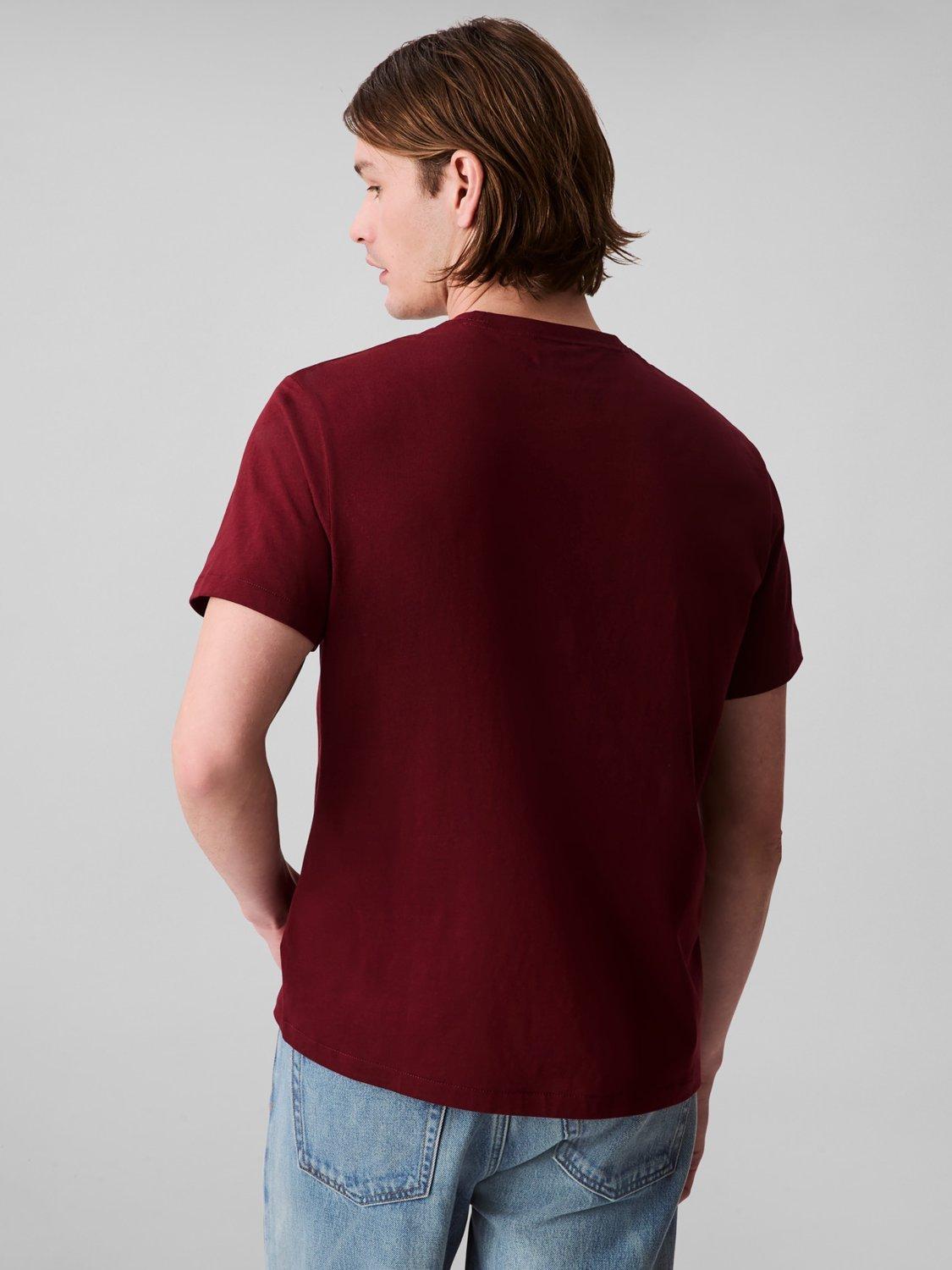 Product image 2 of 5, which shows Calvin Klein Cotton Monogram Short Sleeve Crew Neck T-Shirt, Deep Rouge, L